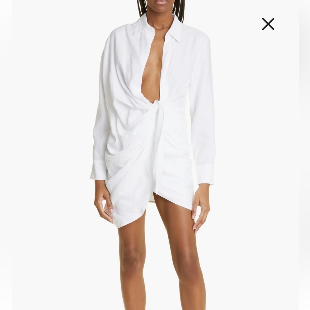 JACQUEMUS White Le Raphia 'La Robe Bahia' Minidress
